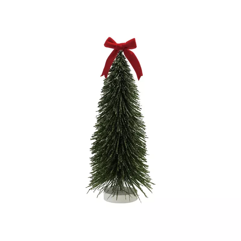 10″ Plastic Bottle Brush Tree with Glitter