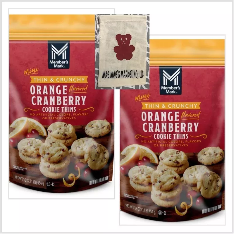 (2 Pack) Orange Cranberry Cookie Thins, 16 Oz. – Mae Mae’S Marketing, Llc Bundle