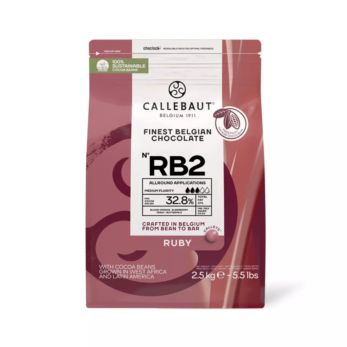 Callebaut Ruby Chocolate Callets RB2 — Naturally Pink Couverture | 2.5kg