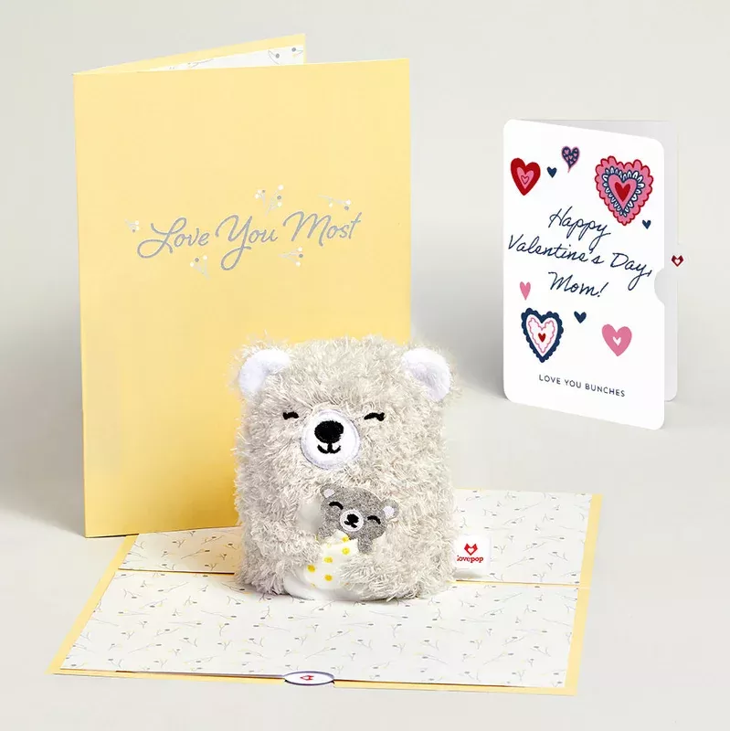 ‘Love You Most’ Mama Bear Valentine Plushpop Card and Sentiment Set for Mom