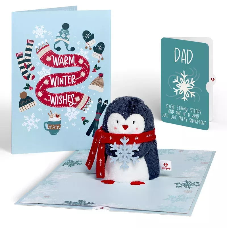 ‘Warm Winter Wishes’ Holiday Penguin Plushpop Card and Sentiment Set for Dad