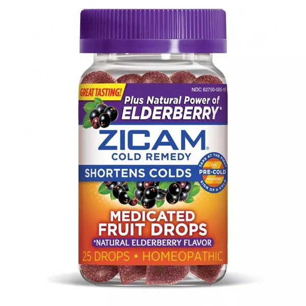 Zicam Cold Remedy Elderberry Medicated Fruit Drops, 25 Count
