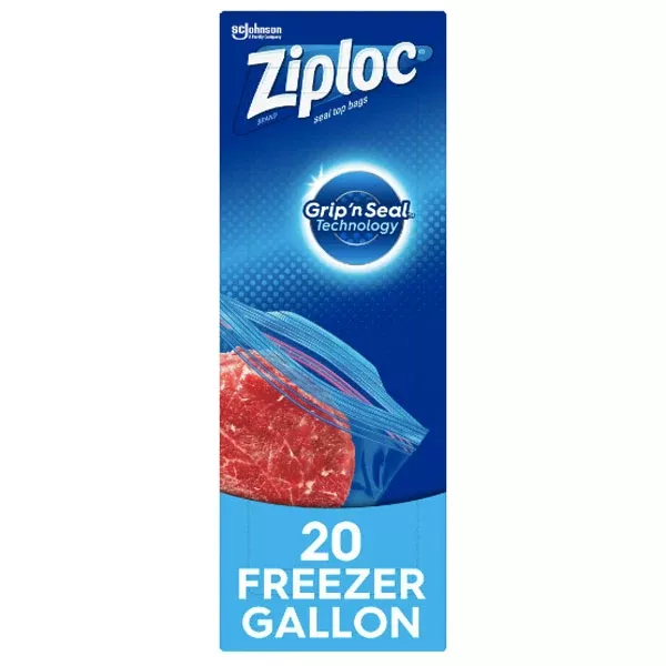 Ziploc Brand Freezer Bags with Grip 'n Seal Technology, Gallon, 20 Count