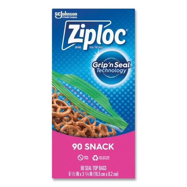 Ziploc Seal Top Snack Bags, 10 Oz, 6.5″ X 3.25″, Clear, 90 Bags/Box, 12 Boxes/Carton