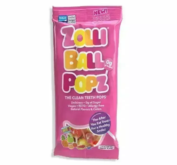 Zolli Ball Sugar Free Pops Mini Lollipops Peg Bags: 36-Piece Case