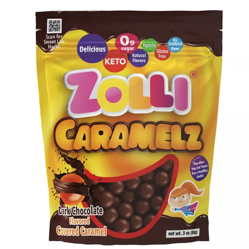 Zolli Sugar Free Dark Chocolate Caramels 3oz. Bags